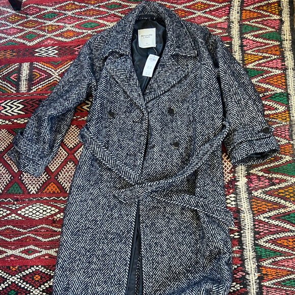 NWT Abercrombie Wool-Blend Belted Trench Coat - Size: SMALL PETITE - Picture 4 of 5